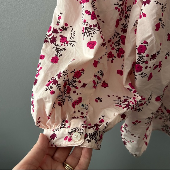 J. Crew Classic-fit collarless puff sleeve shirt in budding floral Pink Size 12 - Picture 10 of 13